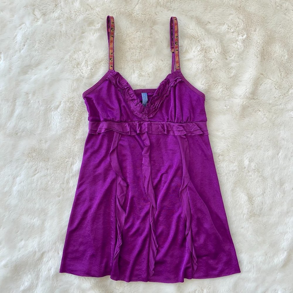Free People Purple Ruffle Tank Top